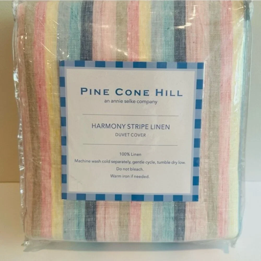 Pine Cone Hill Harmony Stripe Linen King Duvet and Sham